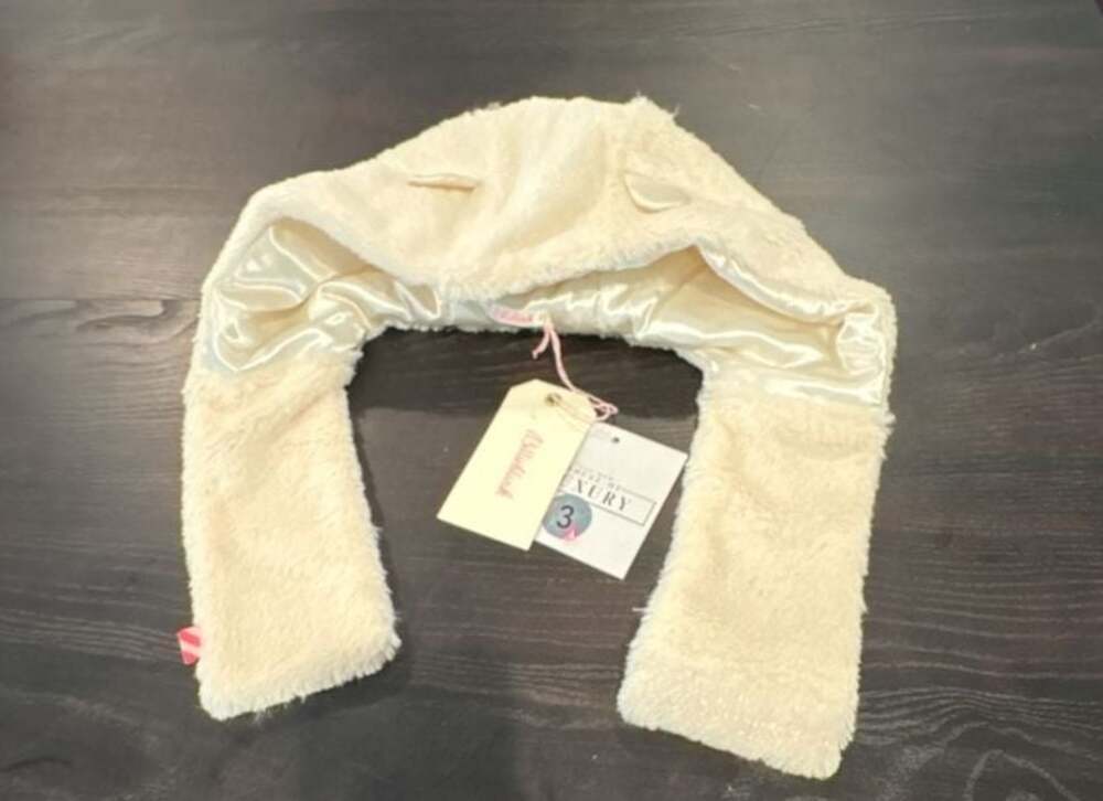 Billieblush Cream Faux Fur Hooded Scarf with Ears